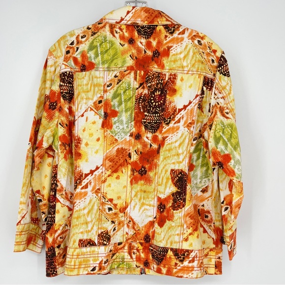 Chico's Jacket Winter Autumn Fall Zip Front Jacket Orange Brown Yellow Size 12 - Picture 2 of 4